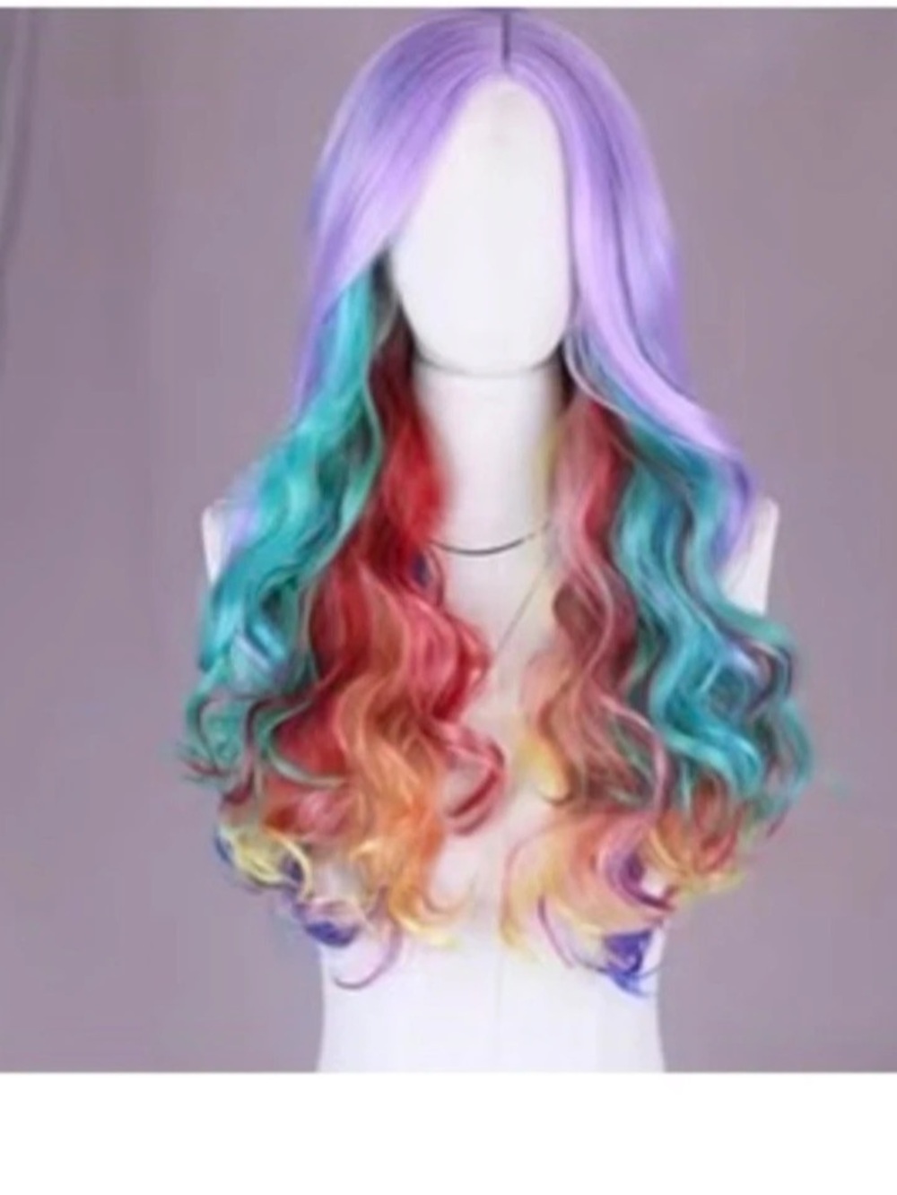 Rose Pink Gradient Wavy Wig 26inch Mixed Colors 26-Inch Mixed Colors